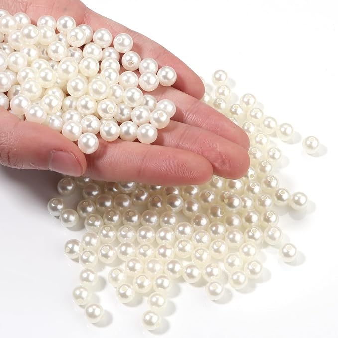 500pcs Creamy White 8mm Pearl Beads by chuyau