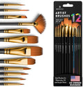 Professional Artist Paint Brush Set of 12 by BENICCI