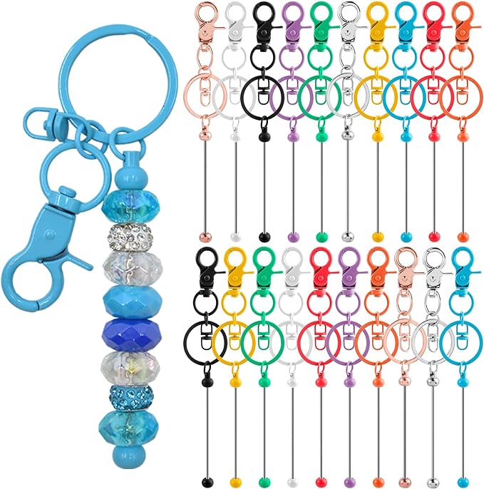 60 Pcs Beadable Keychains Bulk Kit – DIY Keychain Making Supplies by DNLEGULI