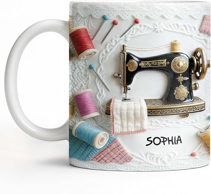 Personalized Vintage Sewing Machine Coffee Mug by ALMAGEMSUS