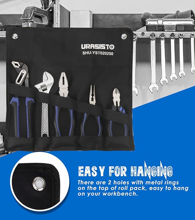 5-piece Pliers Set Home Maintenance Tool Kit for Men, Including Groove Joint, Long Nose, Diagonal Cutting, Adjustable Wrench and Linesman Pliers, with Storage Pouch