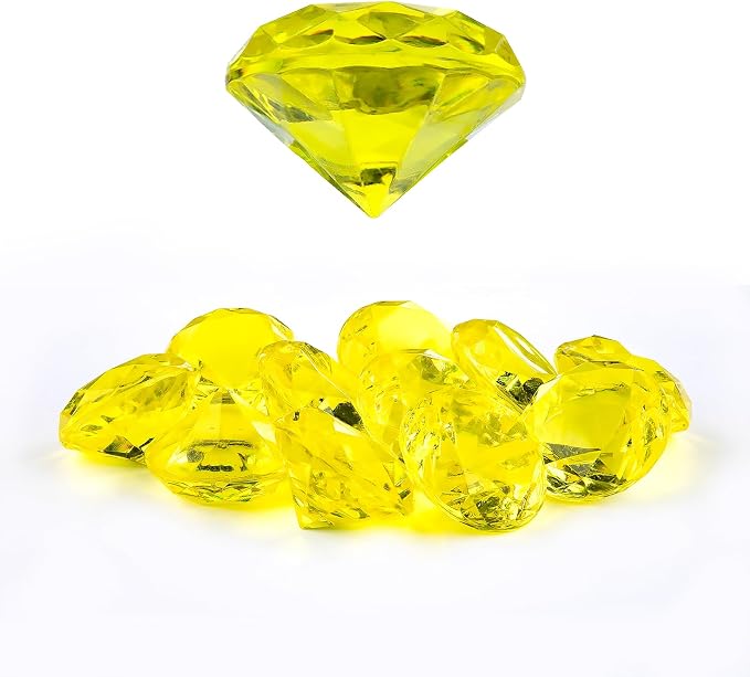 Niceup 26PCS Yellow Fake Diamonds Big Gem Toys, 1.5in Pool Diving Gems Acrylic by Niceup