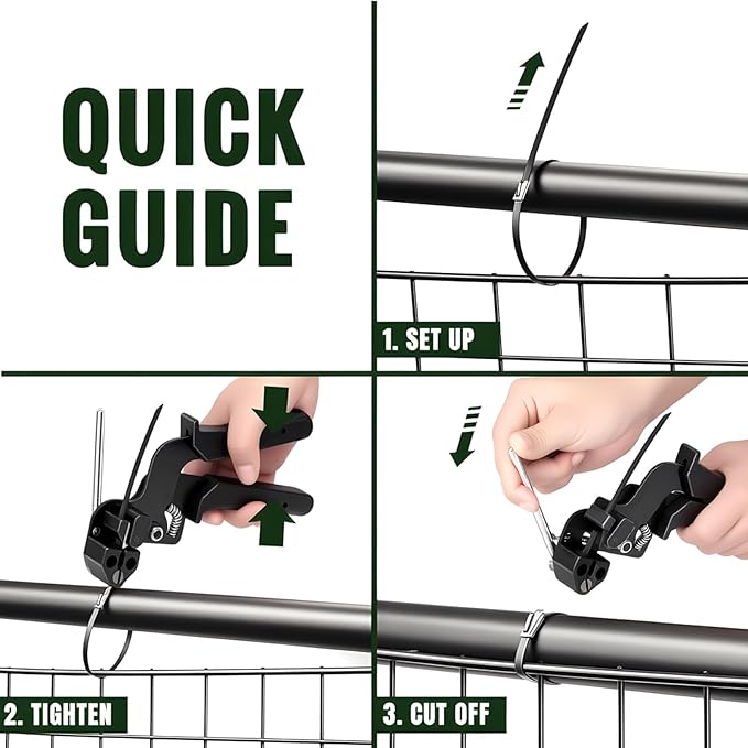 Black Metal Zip Ties with Stainless Steel Cable Tie Gun for Fastening and Cutting Metal Cable Ties, with 100pcs 11.8inch Uv Resistant Steel Zip Ties for Chain Link Fence, Exhaust Pipe