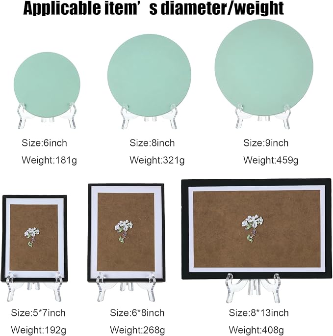 HESTYA 6 Pack 7 Inch Clear Acrylic Easel Stand Display Stand Plate Holder - Image 6