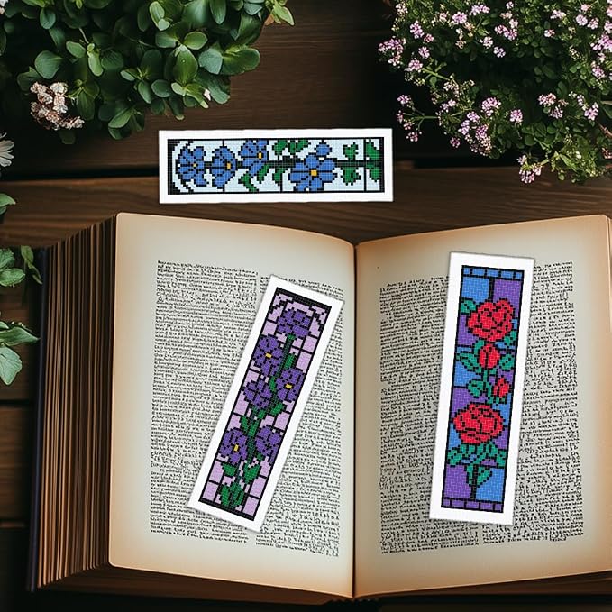 INFUNLY 6 Set Rose Window Cross Stitch Bookmark Kits - Image 6
