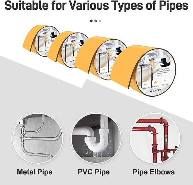Pipe Insulation Tape, Foam Insulation Tape for Outdoor Pipes Winter Freeze Protection, Foam Pipe Insulation Wrap, Heat Tape for Water Pipes, Copper Pipes, PVC, AC Line, 2in x 15ft, Brown