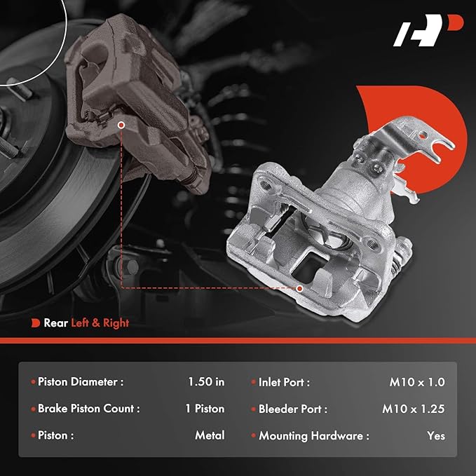 A-Premium Disc Brake Caliper Assembly with Bracket Compatible with Select Honda and Acura Models - Accord 2008-2012, TSX 2009-2014 - Rear Driver and Passenger Side