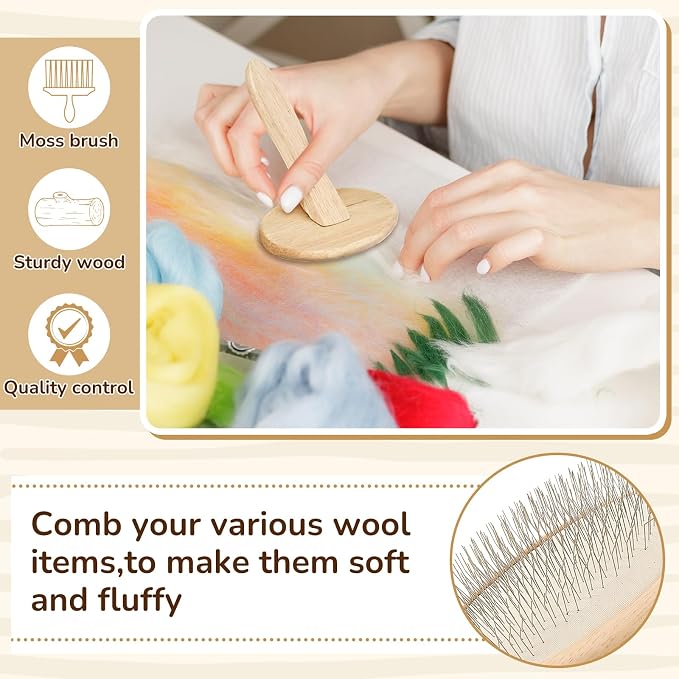 Tessco for you 2 Pcs Wood Hand Carders Needle Felting Brushes Carpet Brush Dog - Image 5