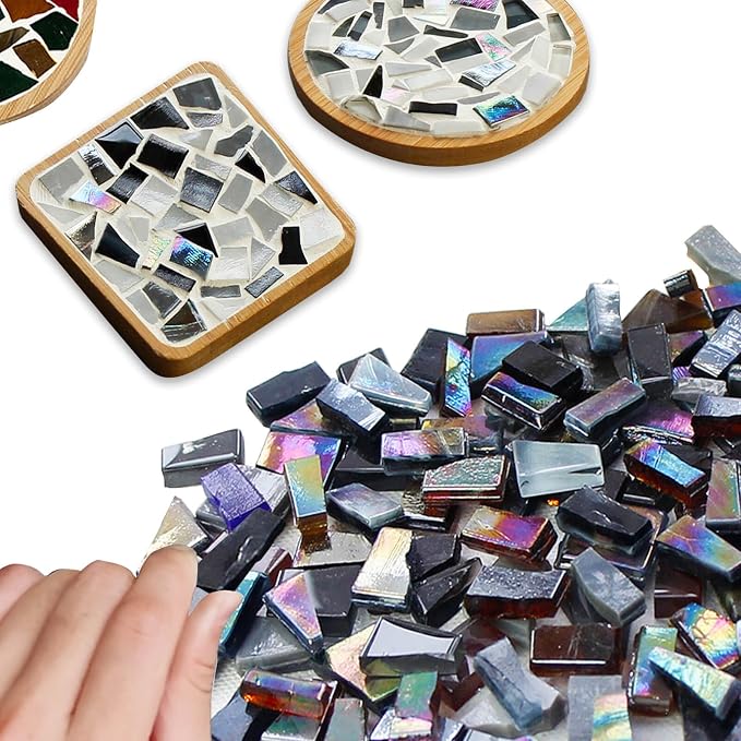 LITMIND 1.1LB Black Mixed Irregular Glass Scraps Mosaic Tiles - Image 2