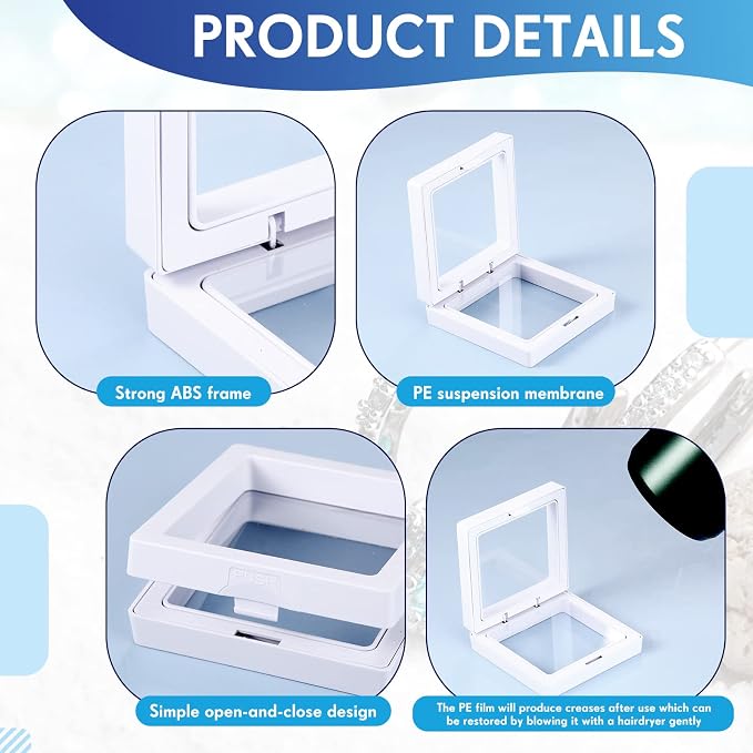 60 Pcs 3D Floating Display Case PE Film Jewelry Storage Box Coins Display Frame - Image 4