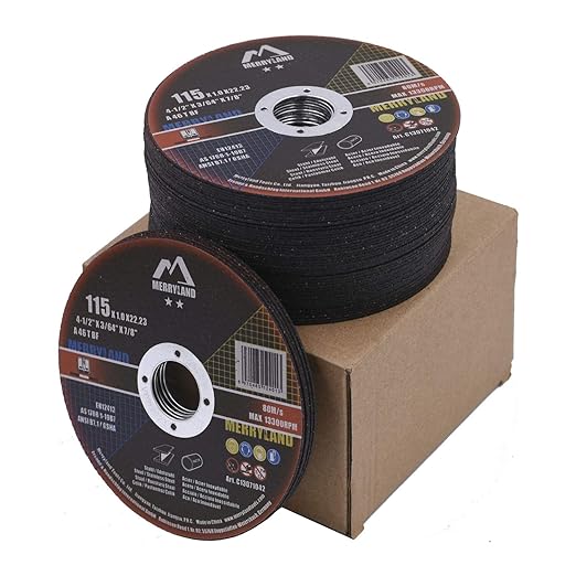 Merryland Cut Off Wheel 4 1/2 inch for Angle Grinder, Metal Cutting Wheel 4.5 X .045 X 7/8 Ultra Thin 50 Pack, Iron Stainless Steel Cutting Disc, Craft-Line C13071042