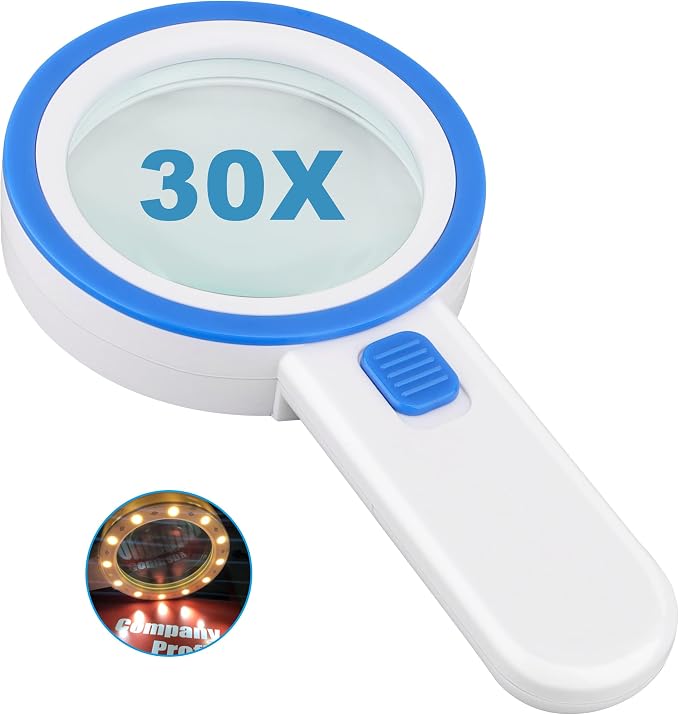 Magnifying Glass with 12 LED Lights, Double Glass Lens Handheld Illuminated by Unknown