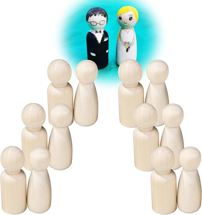 100 PCS 1.38inshes Unfinished Natural Wooden Peg Dolls, Little Wooden peg People by QDXATIVP