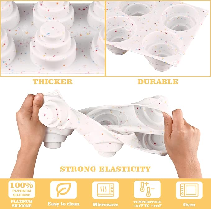 Sakolla 2 Pack 3 Tier Mini Cake Molds, 6 Cavity Silicone Cake Molds - Image 4