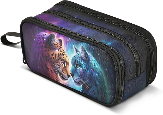 Cheetah Tiger Galaxy Pencil Case Box Boys Girls Large Pencil Pouch Zipper by BOENLE-WELCOMEYOURCOMING