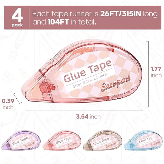 Secopad Scrapbook Tape, 4 Pack Double Sided Tape Roller - Image 5