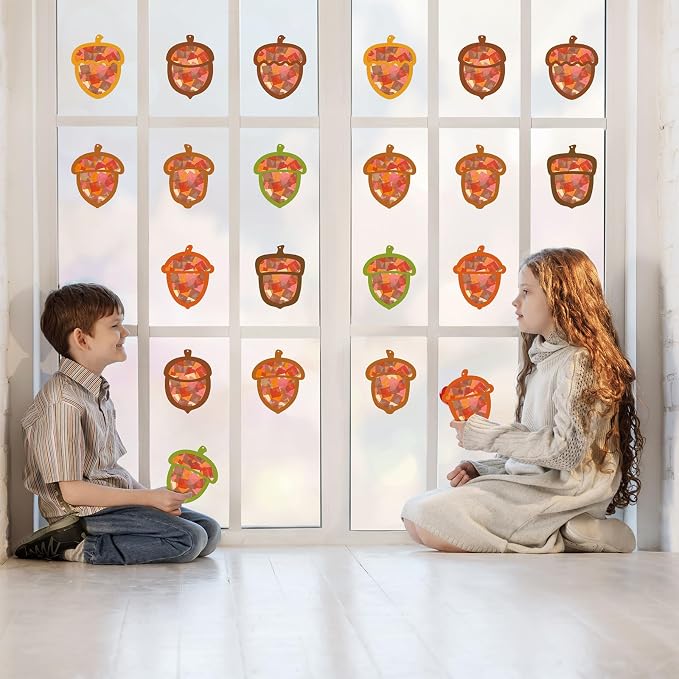 Renbuzhu 40-Pack Fall Acorn Paper Suncatchers Crafts Kit - Image 7