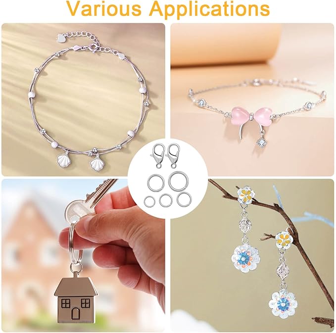 Anezus 1200PCS Jump Rings for Jewelry Making Kit, Jump Rings and Necklace Clasps - Image 2