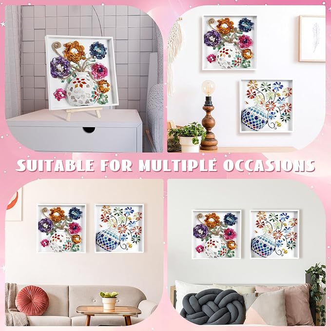Fuyoooo 2 Sets DIY Vase Mosaic Painting Kit DIY Mosaic Arts and Craft Kits - Image 7