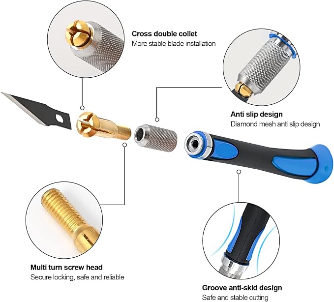 EHDIS Precision Hobby Knife Set Utility Craft Knife Kit - Image 4