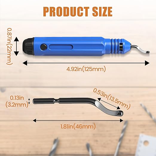 Deburring Tool with 10 High Speed Steel Blades Flexible Pipe Deburring Tool with Swivel Blades for 3D Printing Hard Metal Stainless Steel Hard Plastic, Harder Than AMD015 (Model AMD016)
