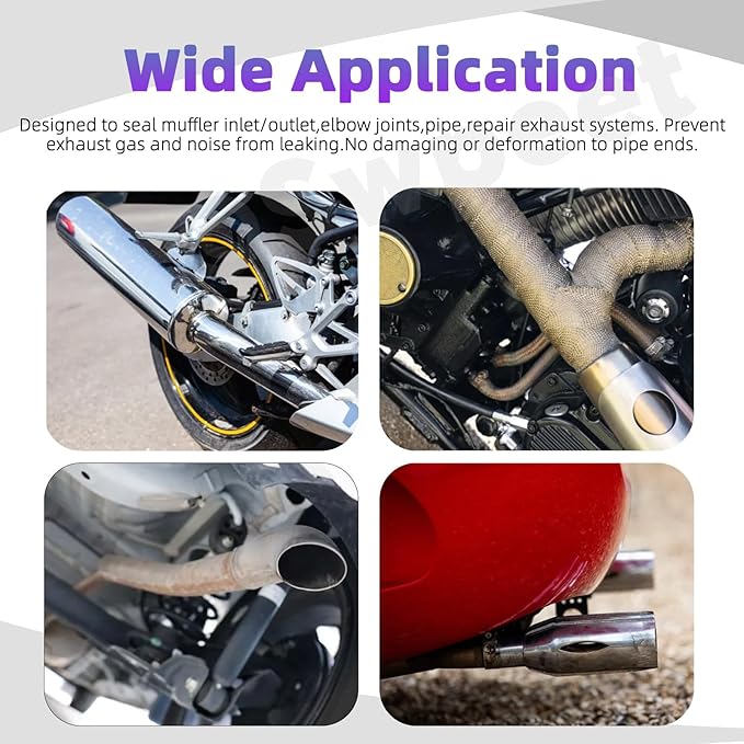 Swpeet 2Pcs 2 Inches - 50mm Exhaust U Clamp Kit, 304 Stainless Steel Muffler U-Bolt Clamps, Universal Heavy Duty U-Bolt Muffler Clamp Ideal for Tip Pipes Connection