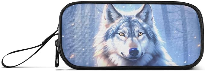 Wolf Snowy Pencil Case Box Boys Girls Large Pencil Pouch Zipper Compartments - Image 6