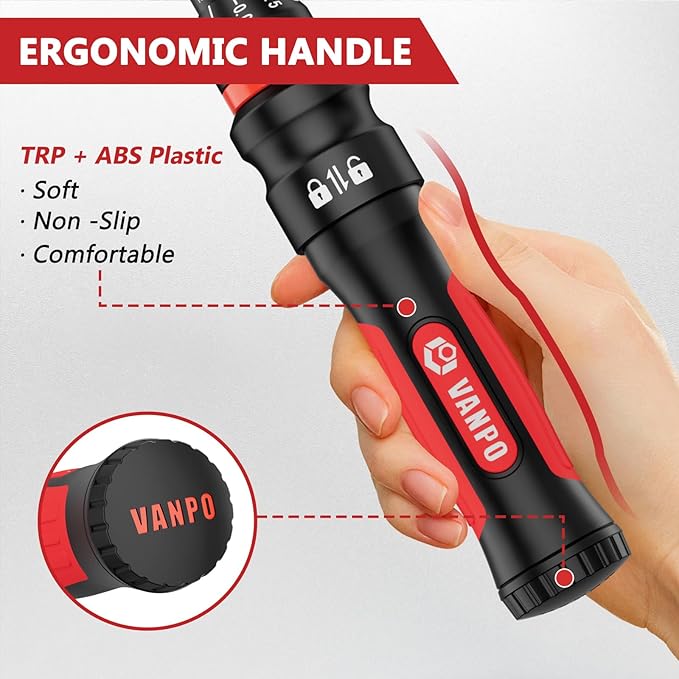 Torque Wrench 3/8-Inch Drive, 10-100 Ft-Lb/13.6-135.5Nm Click Adjustment Torque Wrench with 3/8" to 1/2" Adapter, 125mm Extension Bar Motorcycle, Car & Small Machinery Maintenance