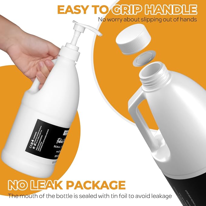 Nicpro White Fabric Paint with Pump, 33.8 fl oz Large Fabric Paint - Image 2