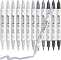 White Gray Acrylic Paint Pens, Water Based 12 Colors Dual Tip Acrylic Paint by DIYChristmasGiftSupplies
