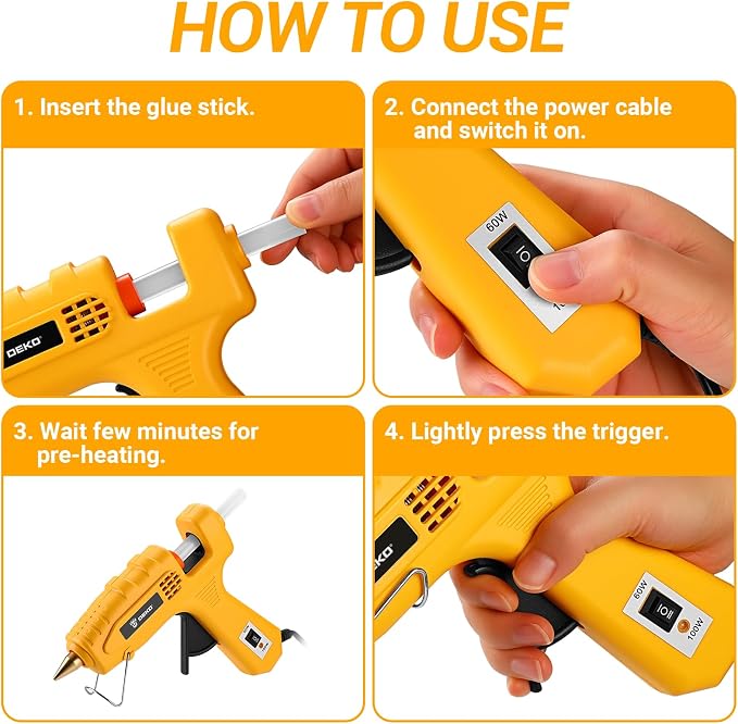 Hot Glue Gun Full Size: DEKOPRO 60/100Watt Dual Temp Hot Glue Gun Kit - Image 5