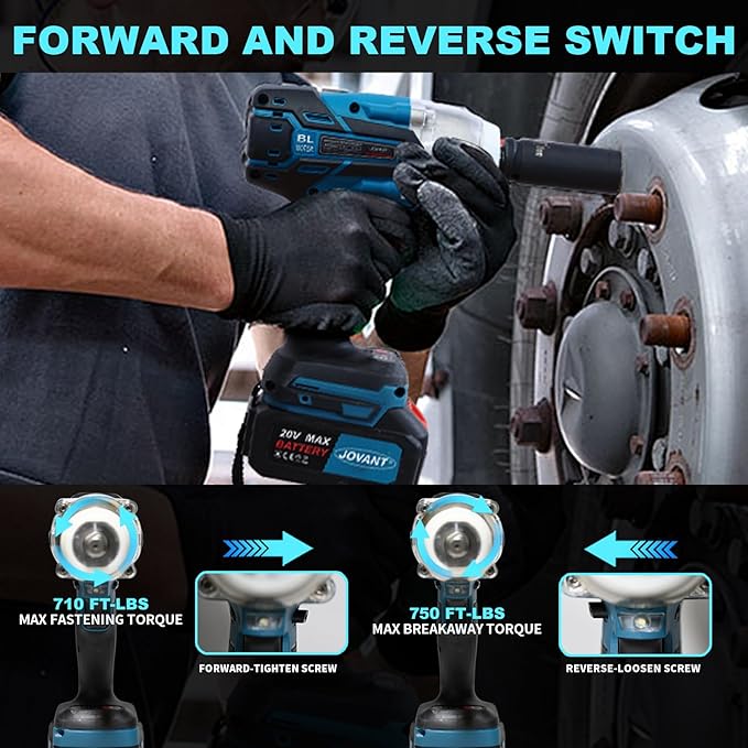 Cordless Impact Wrench Kit, 737Ft-lbs(1000N.m) Brushless Electric Impact Gun, Power Impact Wrenches with 5-Mode Speed,Torque Wrench 1/2 Drive for Car/Truck RV/Mower(No Battery)
