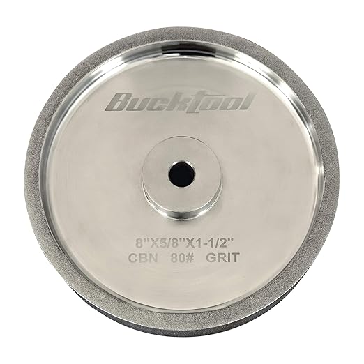 BUCKTOOL 80 Grit 8 Inch CBN Grinding Wheel, 1.5" Wide, 5/8" Arbor Cubic Boron Nitride Sharpening Wheel for Sharpening Wood-Turning Tools, Chisels, Hardcore and More