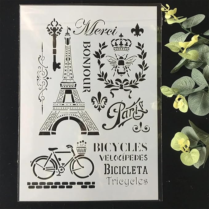 TIAMECH A4 Reusable Vintage Tower Bicycle Stencil - Image 3