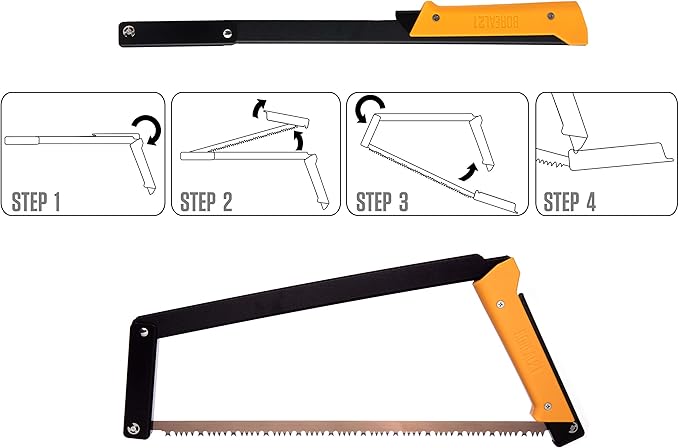 AGAWA - BOREAL21 -> 21 Inch Folding Bow Saw - Black Frame, Yellow Handle, 21" All Purpose Blade