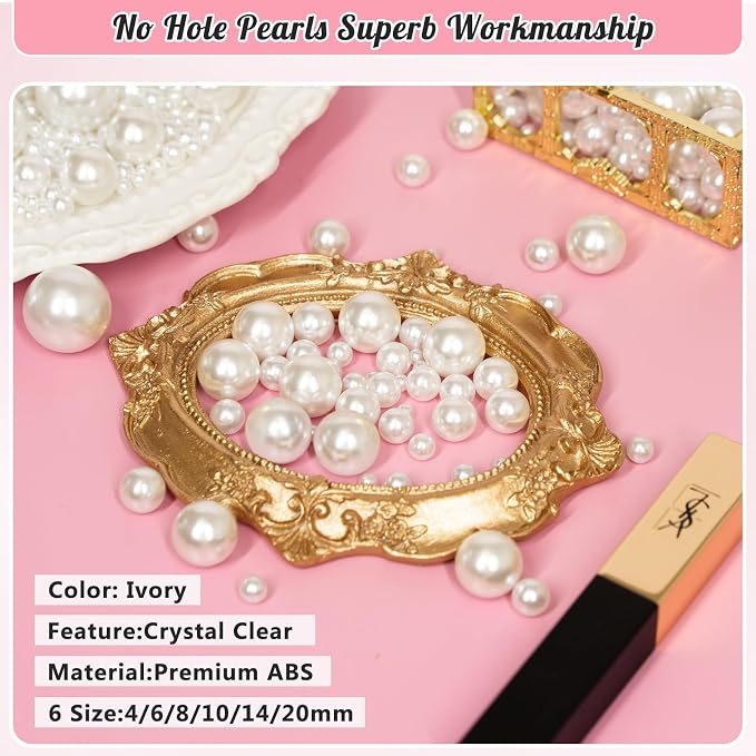 2000PCS Pearls for Crafting, Ivory No Hole Beads for Centerpieces Vases - Image 3