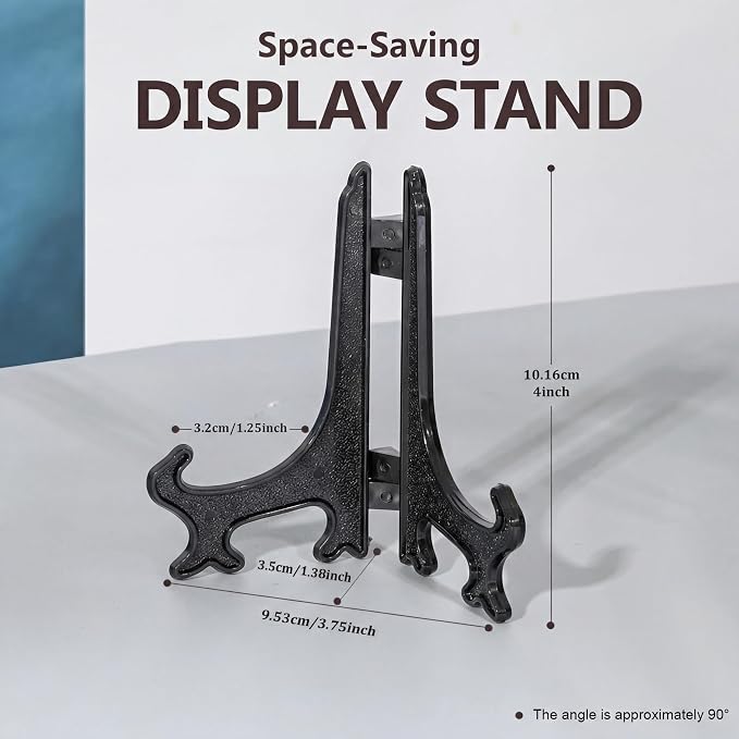 Artliving 4 Inch Black 12pcs/Set Plastic Easels Plate Display Stands Picture - Image 3