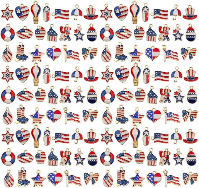 WOCRAFT 120pcs Assorted Enamel Bracelet 4th of July Independence Day American by WOCRAFT