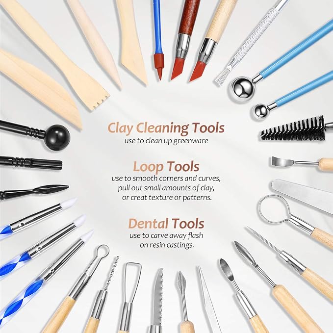 ISSEVE Pottery Clay Sculpting Tools 43Pcs Double Sided Ceramic Clay Carving - Image 7