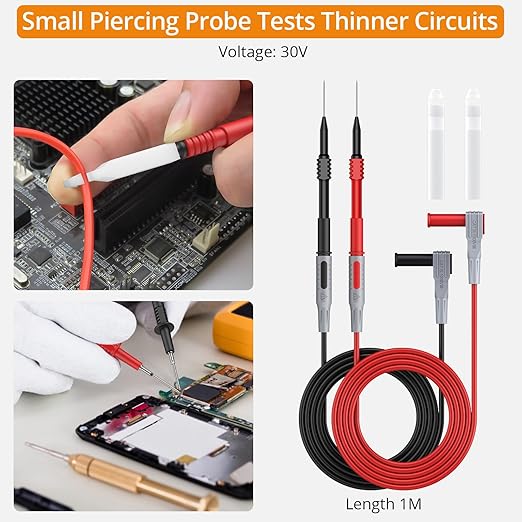 Neoteck 17PCS Multimeter Automotive Test Leads Wire Piercing Clip Puncture Probes Replaceable Gold-Plated Multimeter Probes 4mm Banana Plug Extension Test Cable Set