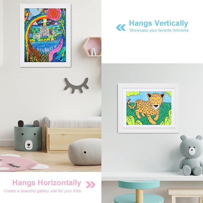 Kids Art Frames, 10x12.5 Front Opening Kids Artwork Frames Changeable, Holds 50 - Image 2