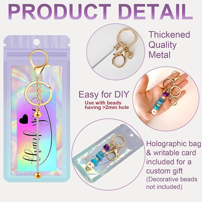 42/84/126 Pcs Beadable Keychain Bars Bulk Blank DIY Beaded Keychain Making - Image 4