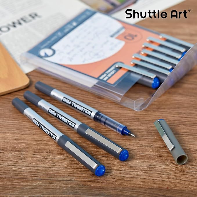 Shuttle Art Rollerball Pens, 10 Pack Blue Liquid Ink Pens, 0.5mm Extra Fine - Image 7