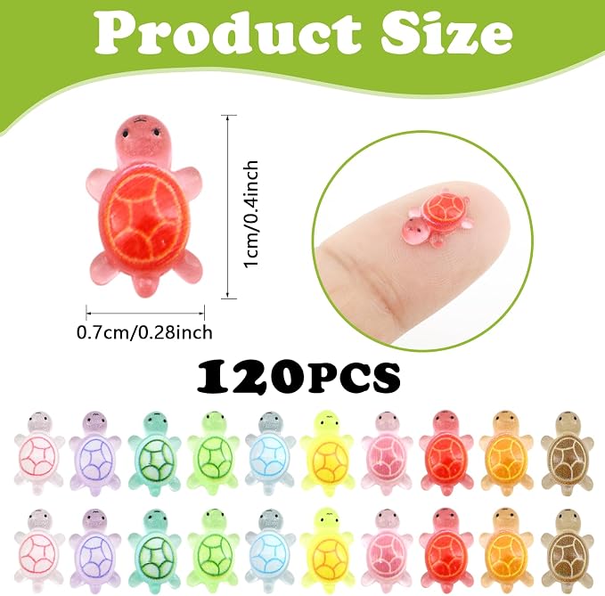 120Pcs Mini Resin Turtles, Glow in the Dark Miniature Tiny Turtles - Image 5