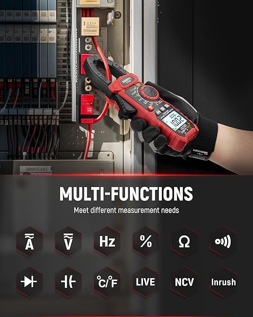 KAIWEETS Inrush Digital Clamp Meter 1000A with Backlit; Multimeter TRMS 6000 Counts, Amp Voltage Tester with VFD, LOZ Mode; Measures AC/DC Current Voltage Temperature Resistance NCV - Upgraded Screen