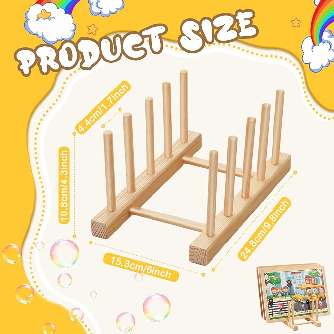Barydat 2 Pcs Wooden Puzzle Holder Stand, Puzzle Display Rack | Puzzle Storage - Image 2