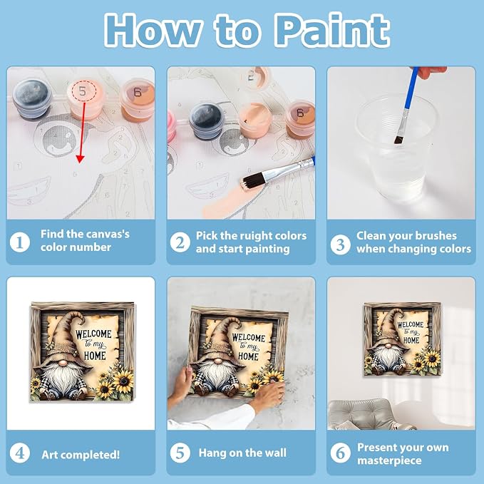 hkejoi Gnome Paint by Numbers Kit - Image 8
