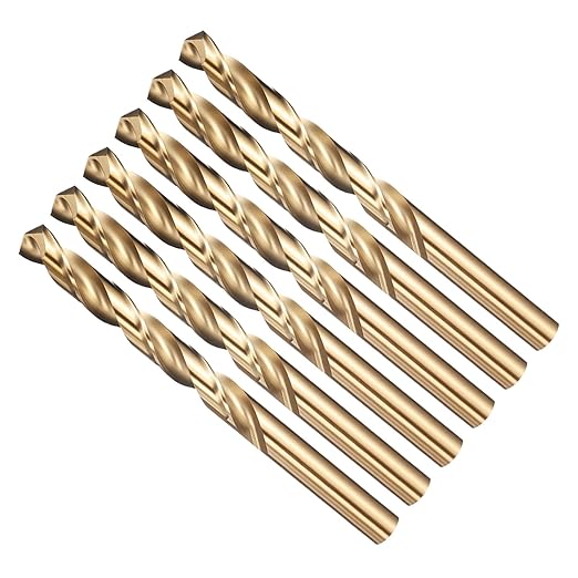 Drill Bit, 7/32" Cutting Diameter (5.556mm), 4241 HSS Black and Gold 118° Cutting Angle Versatile Jobber Bits - (Applications: for Drilling Plastic Wood Soft Thin Metal), 6-Pieces
