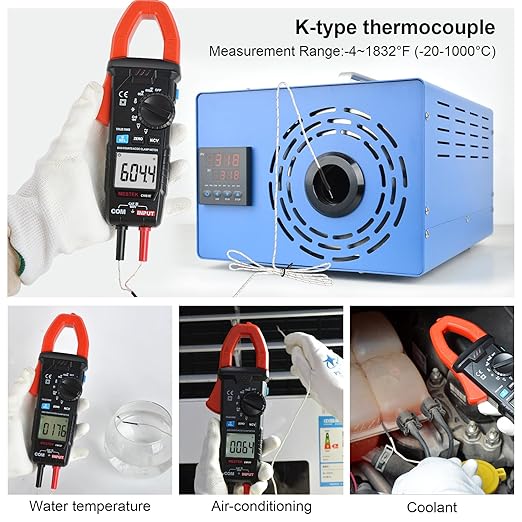 MESTEK Digital Clamp Meter Multimeter, TRMS 6000 Counts Auto-ranging Amp Voltage Tester, Measures AC/DC Current, Voltage, Temperature, Capacitance, Resistance, Continuity, Diode & NCV