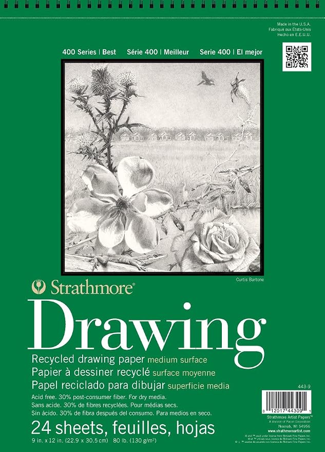 Strathmore 400 Series Recycled Drawing Pad, Medium Surface, 24 Sheets by StrathmorePaper